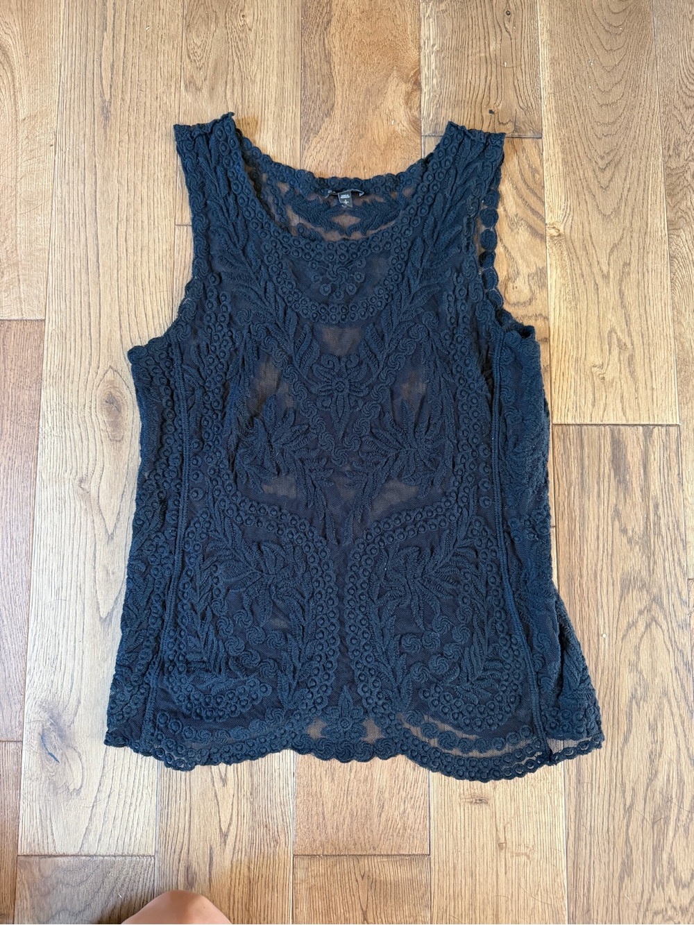 Express Black Lace Crochet Sleeveless Top Small